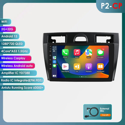 Ford Fiesta Mk VI 5 Mk5 2002 - 2008 9" Android 14 Carplay Android auto wireless wifi bt gps 4g  AUTMRL7L