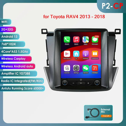 Toyota RAV4 Rav 4 2013-2018 9" Android 14 Carplay Android auto wireless wifi bt gps 4g AUTMKC1N
