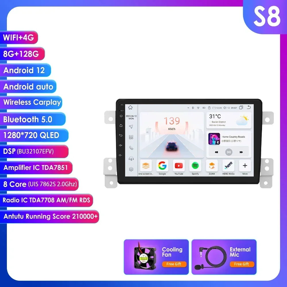 Suzuki Grand Vitara 3 2005 - 2015 9" Android 14 Carplay Android auto wireless wifi bt gps 4g AUTMAVRG