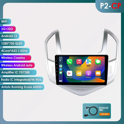 Chevrolet Cruze J300 J308 2012-2015 9" Android 14 Carplay Android auto wireless wifi bt gps 4g  AUTMSCX3