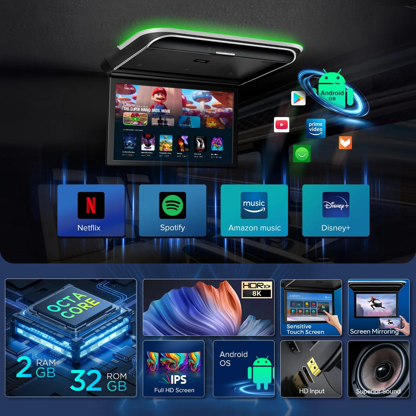 15.6 "Schermo da tetto Android Touch Screen   FHD IPS  1920*1080P HD Video digitale Altoparlante incorporato CM158TAS