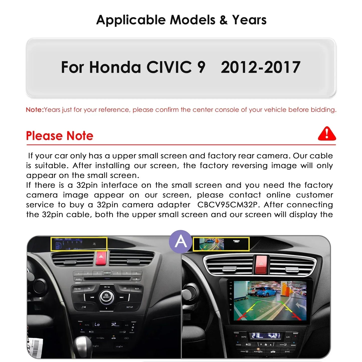 Honda Civic 9 FK FB 2012 - 2017 9" Android 14 Carplay Android auto wireless wifi bt gps 4g AUTMSGOW