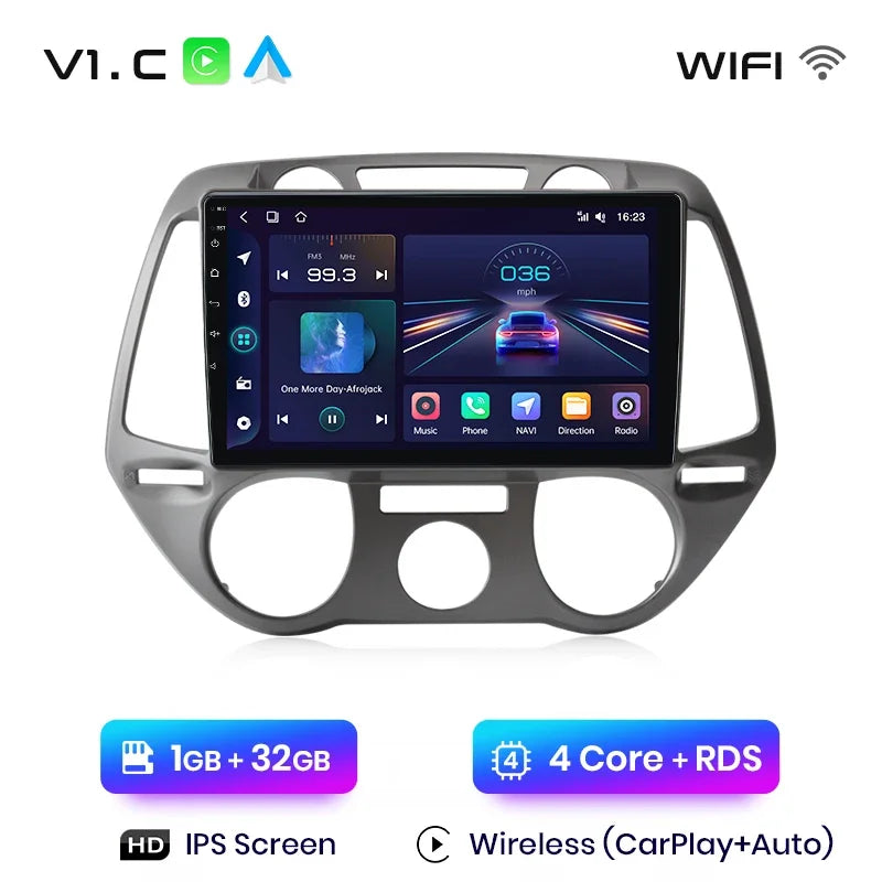 Hyundai i20 2008 - 2014  9" ANDROID 12 wireless CarPlay Android Auto GPS WIFI BT USB AUTMHYIAR