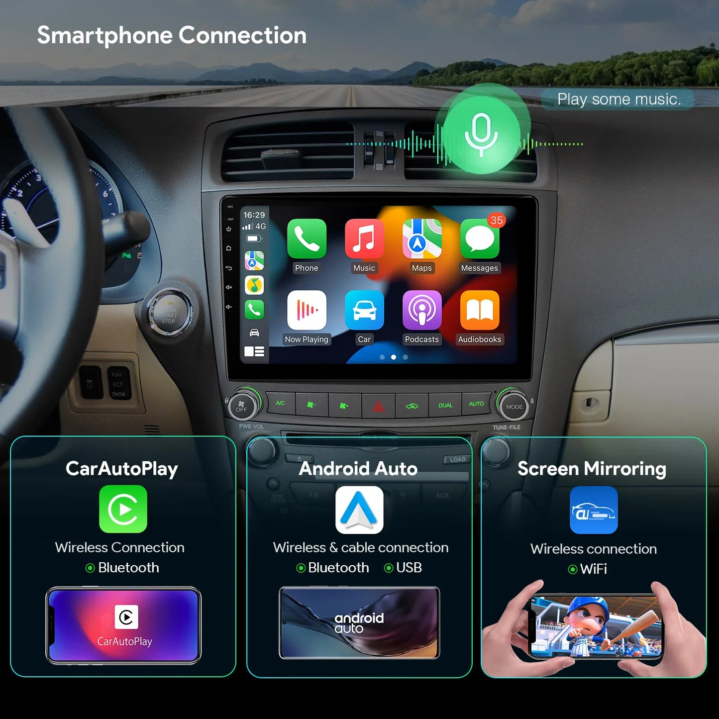 Lexus IS200 / IS220 / IS250 / IS300 / IS350 berlina (4 porte) (2006-2012) 10.1" Android 13 4/64 GB OCTACORE Car Multimedia Player  DSP CarAutoPlay Android Auto Global 4G IAP12ISLS