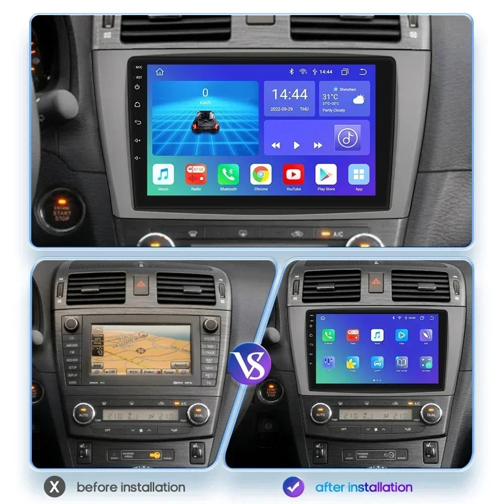 Toyota Avensis T27 2008 - 2015 9" Android 14 Carplay Android auto wireless wifi bt gps 4g  AUTMAVSTY