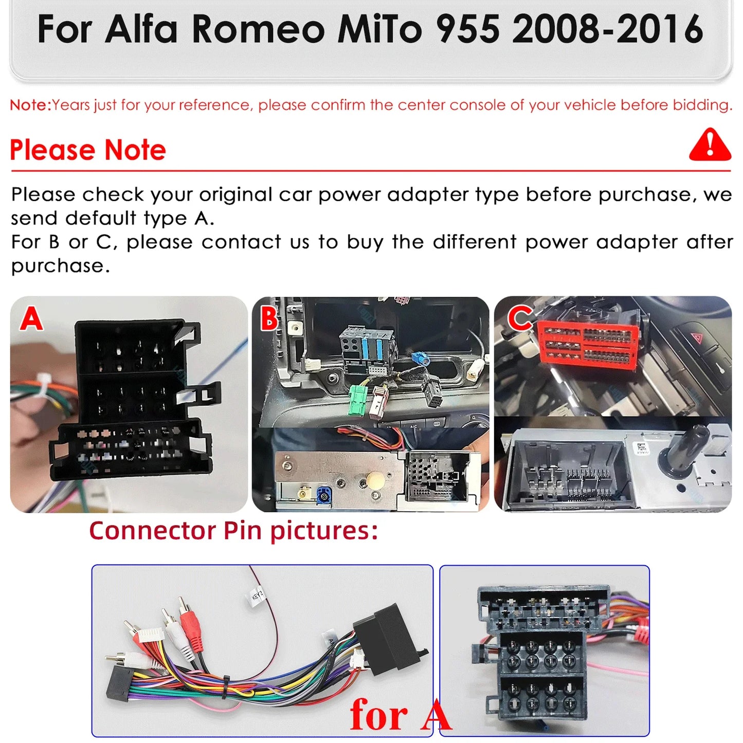 Alfa Romeo MiTo 955 2008-2016 9" Android 14 Carplay Android auto wireless wifi bt gps 4g AUTM5QGH