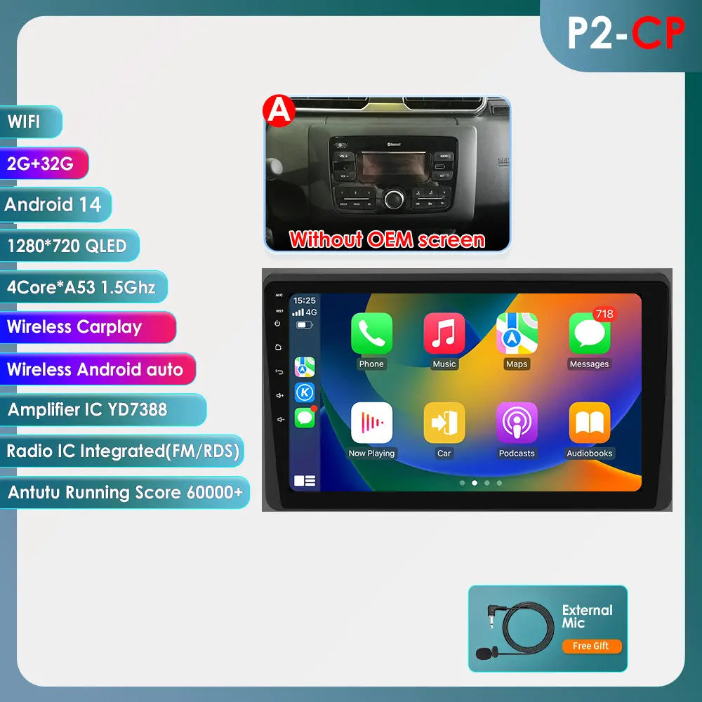 Renault Duster HM 2 Arkana 10,1" / 10,33" Android 14 Carplay Android auto wireless wifi bt gps 4g AUTMLWKH