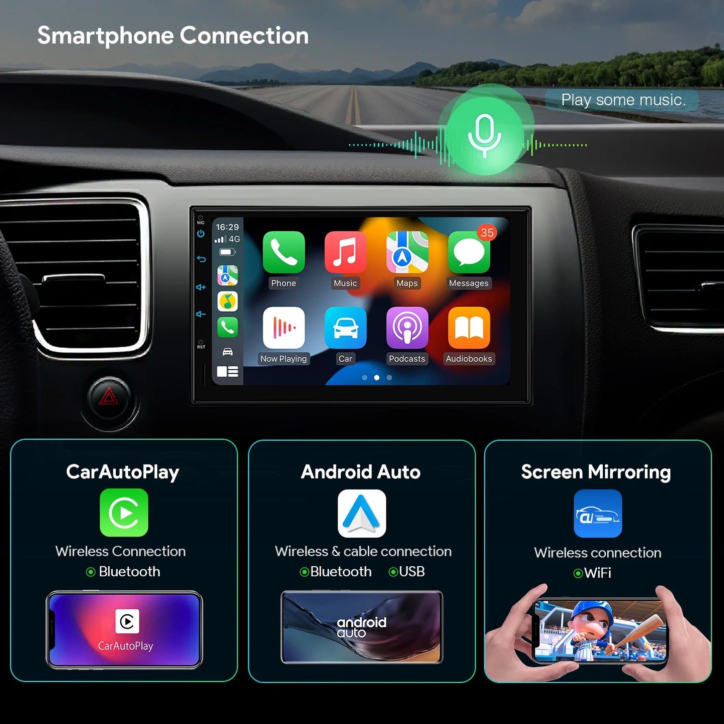 7" Android 13 Universal 2DIN Car Multimedia Player 4/64 GB 8 Core HD Digital IPS Touch Screen Built-in DSP CP AA Global 4G TIA723LS