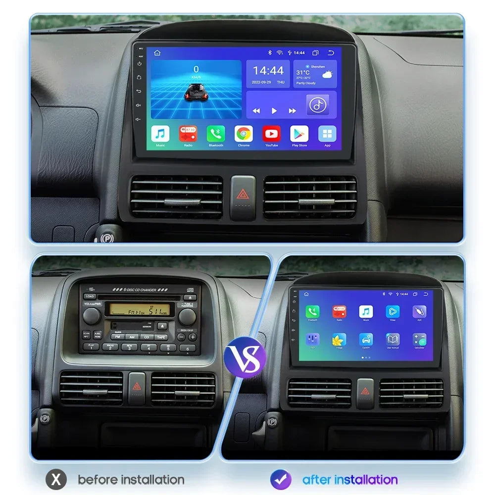 Honda CR-V   2001 - 2006 Android 14 9" Carplay Android auto wireless wifi bt gps 4g RDS AUTMDCRV1