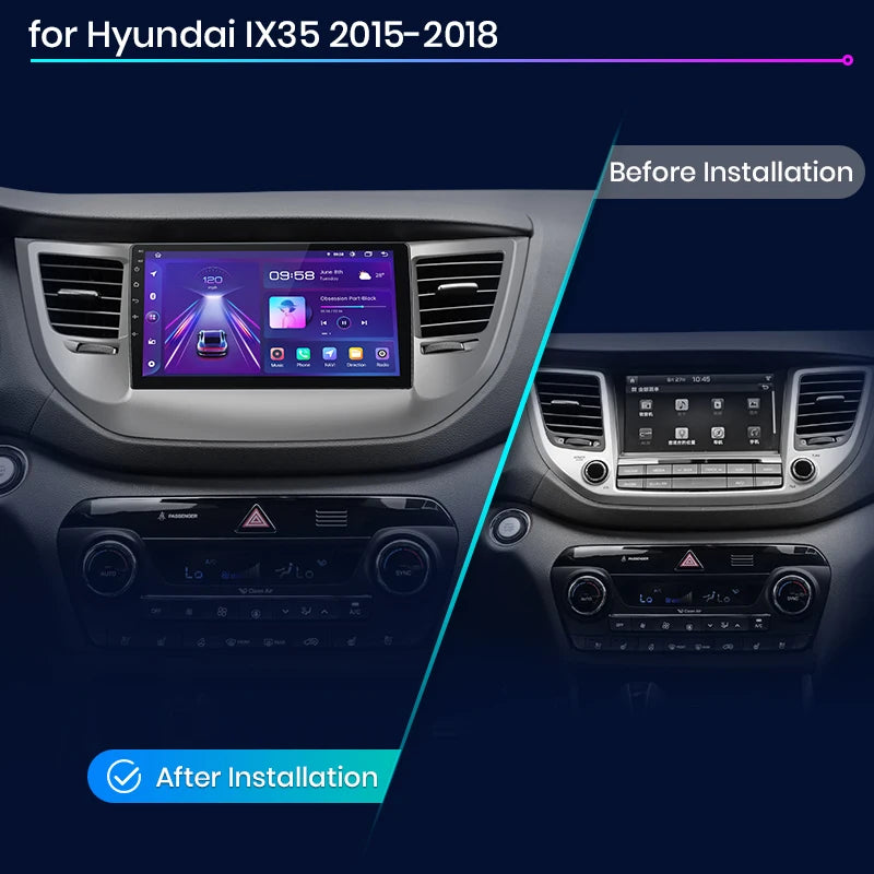 Hyundai IX35 Tucson 3 2015-2018 V1pro AI Voice 2 din Android Auto Radio RDS WIFI GPS BT  Carplay 4G Car Multimedia  autoradio AUTMHYTCS9