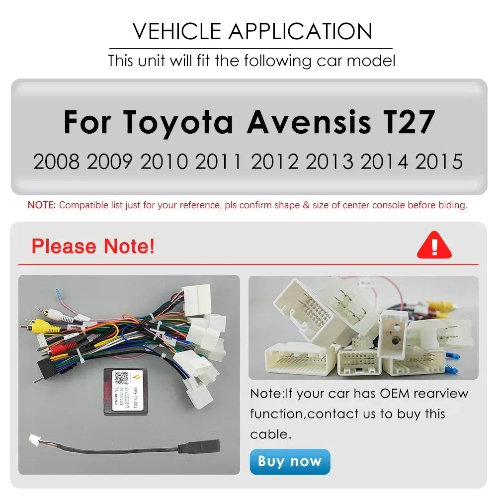 Toyota Avensis T27 2008 - 2015 9" Android 14 Carplay Android auto wireless wifi bt gps 4g  AUTMAVSTY