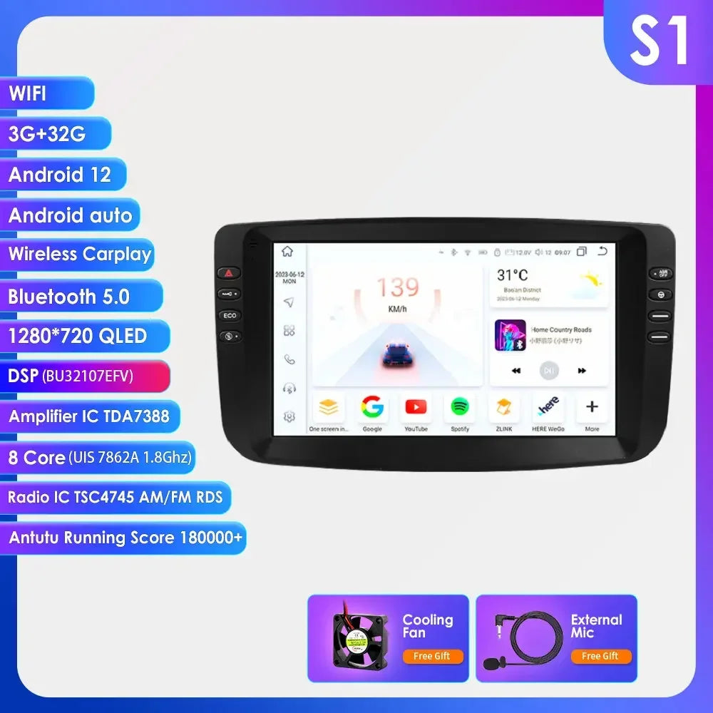 Fiat Punto EVO 2009-2015 9" Android 14 Carplay Android auto wireless wifi bt gps 4g  AUTM0FBN