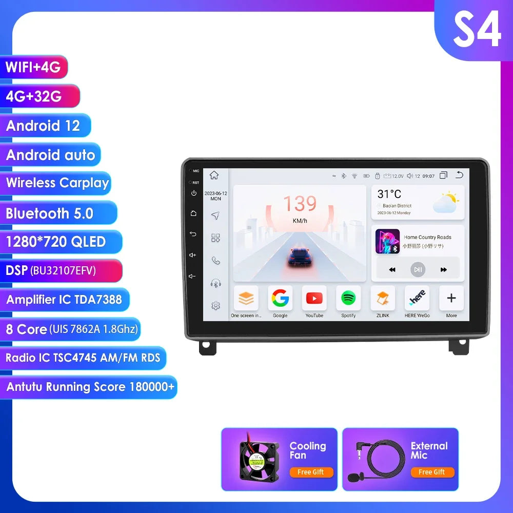 Peugeot 407 1  2004-2011 9" Android 14 Carplay Android auto wireless wifi bt gps 4g AUTMRWH2
