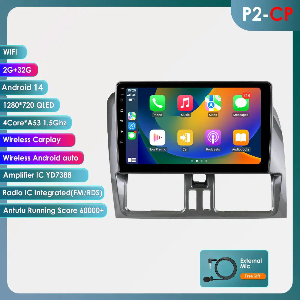 Volvo XC60 2008 - 2017 9" Android 14 Carplay Android auto wireless wifi bt gps 4g AUTMLM13