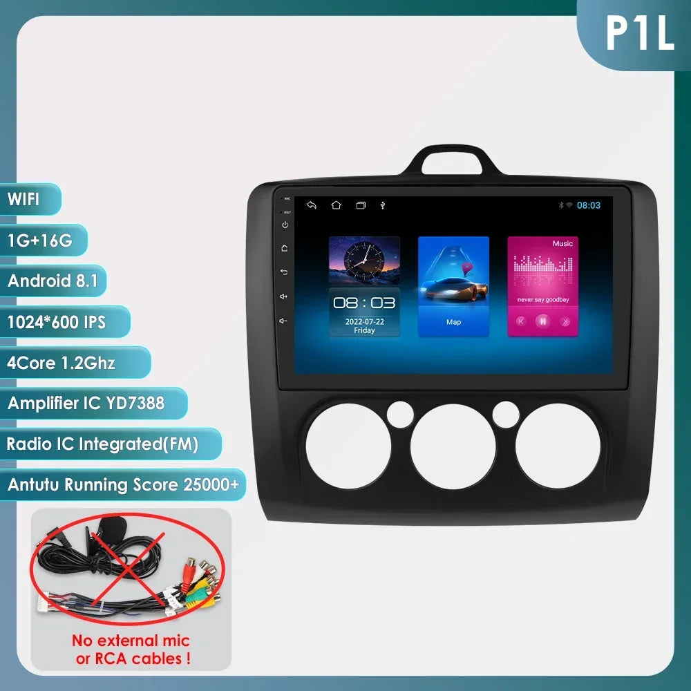 Ford Focus 2 3 Mk2 Mk3 2004-2011 9" Android 14 Carplay Android auto wireless wifi bt gps 4g  AUTMG5XX