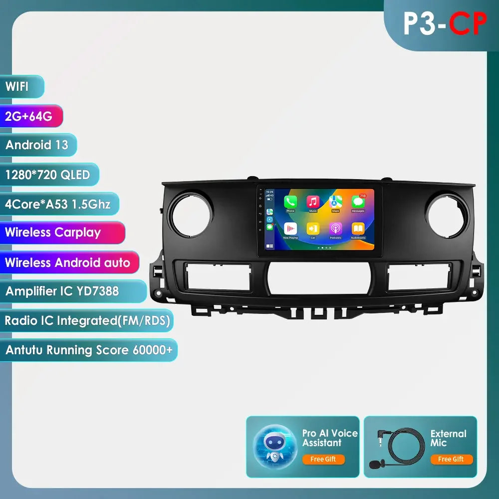 Renault Master 2003 - 2011 9" Android 14 Carplay Android auto wireless wifi bt gps 4g  AUTMAV61