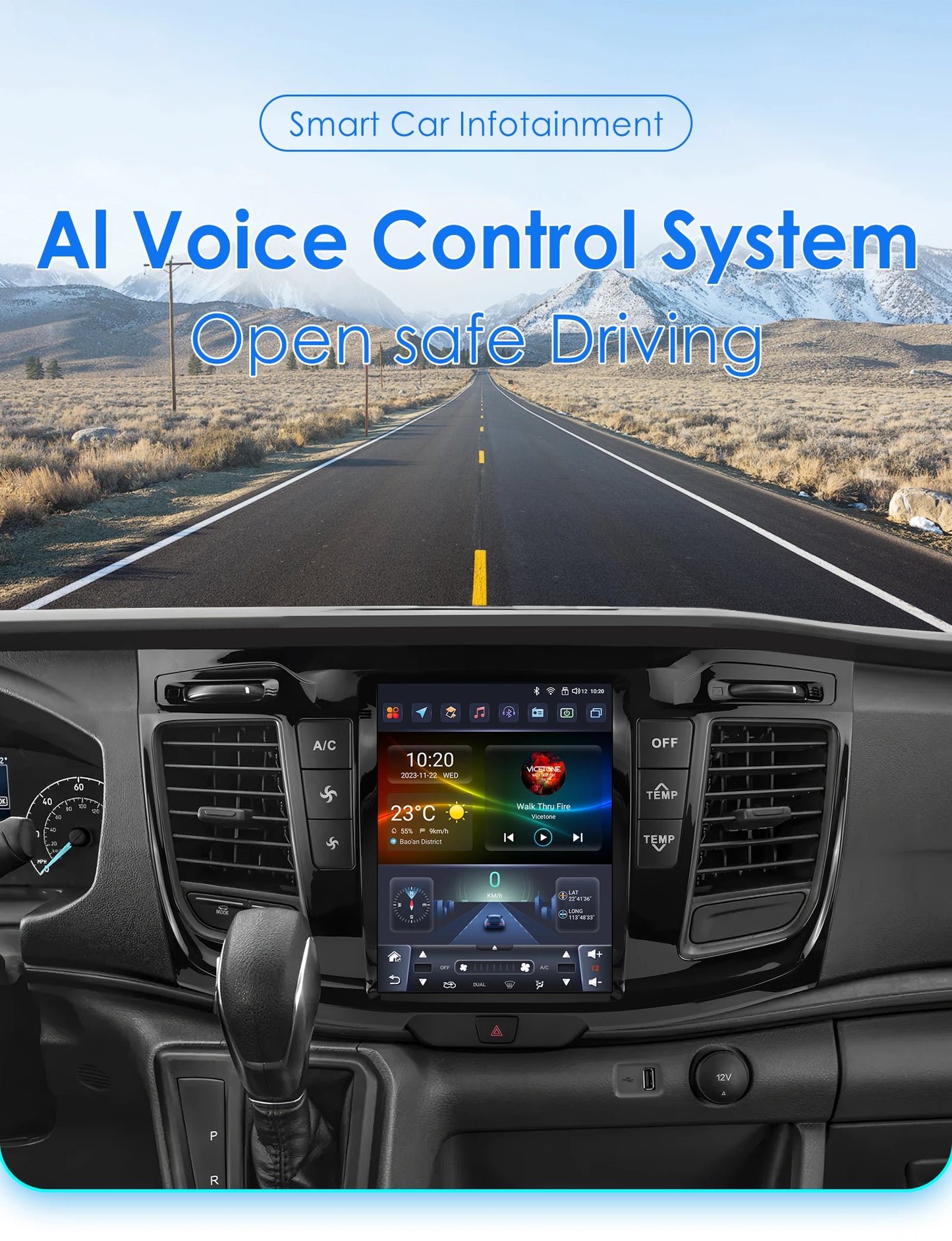 Ford Transit 2021-2023  Android 14 9.7 "  Car Stereo GPS Carplay Android Auto wireless  Multimedia Intelligent Player AUTM7GJT