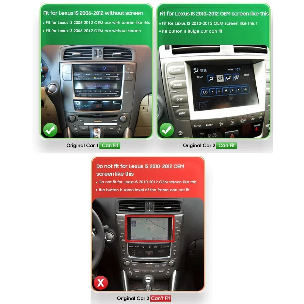 Lexus IS250 IS300 IS200 IS220 IS350 2006-2012  10,1" Android 14 Carplay Android auto wireless wifi bt gps 4g AUTMISXLM