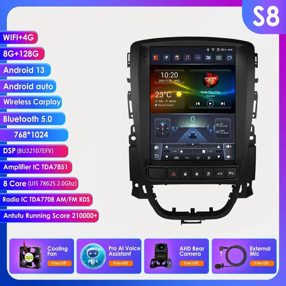 Opel Astra J Vauxhall Buick Verano 2009-2013 9,7" Android 14 Carplay Android auto wireless wifi bt gps 4g  AUTMPT97