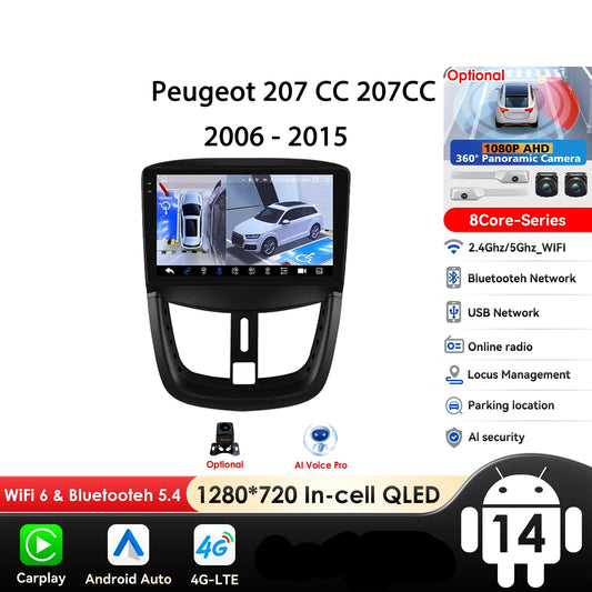 Peugeot SW 207 CC 207 CC 2006-2015  Car Radio RDS WIFI BT GPS wireless CarPlay Android Auto AUTM76EA
