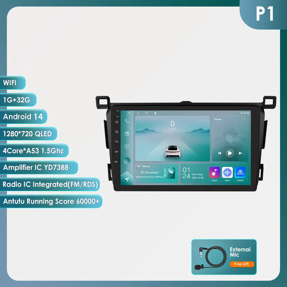 Toyota RAV4 Rav 4 2013-2018 9" Android 14 Carplay Android auto wireless wifi bt gps 4g  AUTM4VARTY