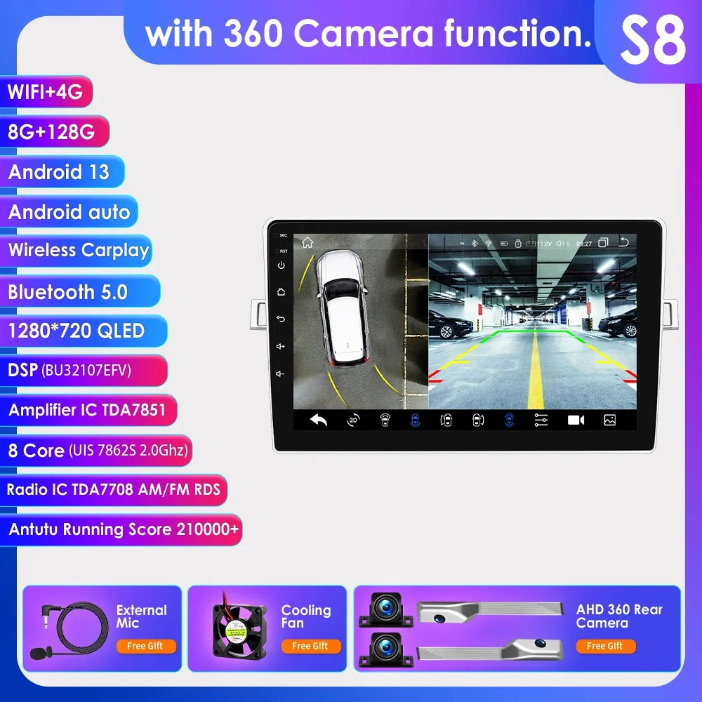 Toyota Corolla Verso 2010-2018 9" Android 14 Carplay Android auto wireless wifi bt gps 4g  AUTM348A