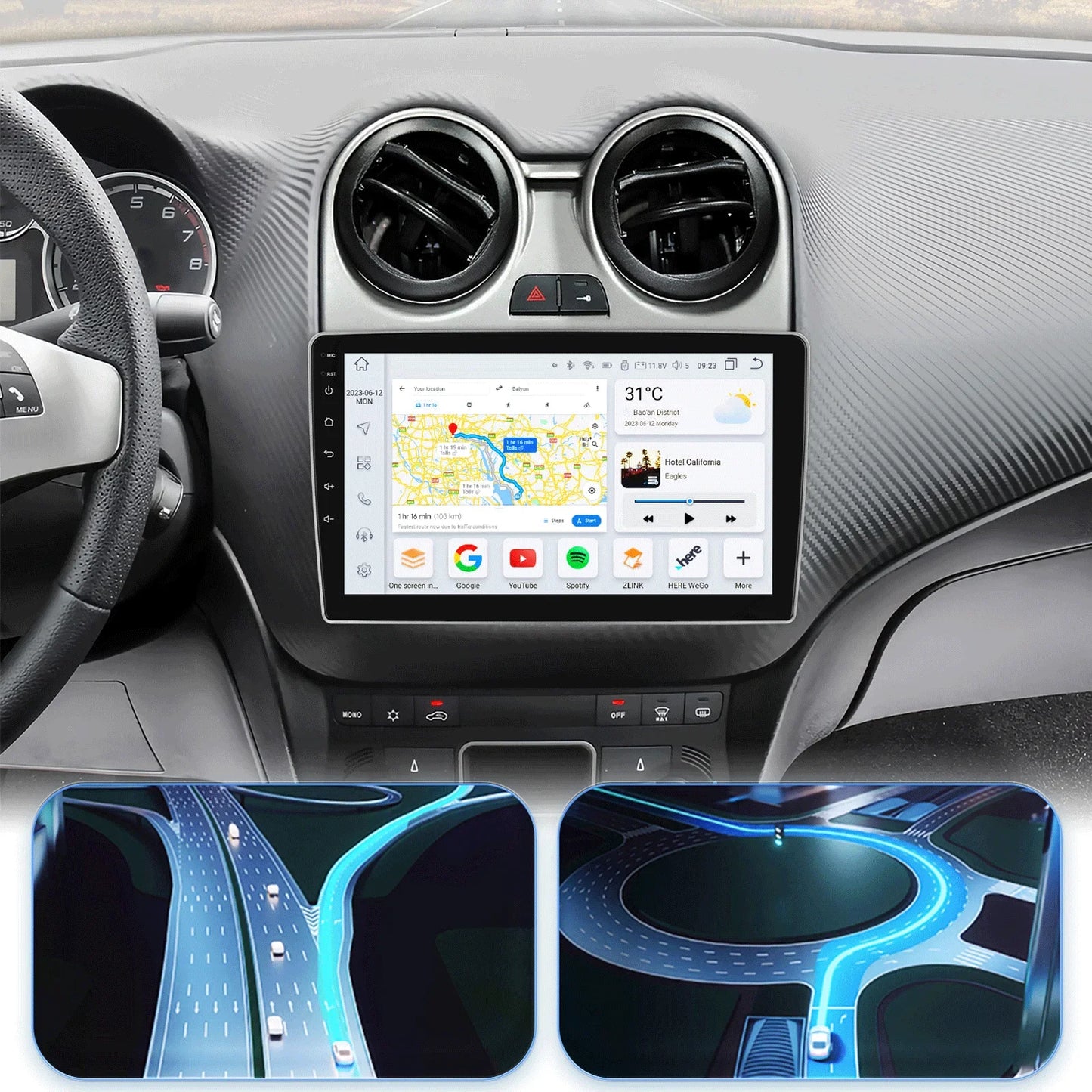 Alfa Romeo MiTo 955 2008-2016 9" Android 14 Carplay Android auto wireless wifi bt gps 4g AUTM5QGH