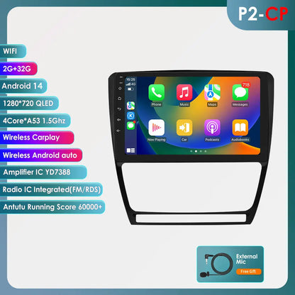 Skoda Octavia 2 A5 2008- 2013   10,1" / 10,33" Android 14 Carplay Android auto wireless wifi bt gps 4g  AUTM7NCO