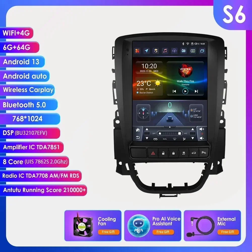 Opel Astra J Vauxhall Buick Verano 2009-2013 9,7" Android 14 Carplay Android auto wireless wifi bt gps 4g  AUTMPT97