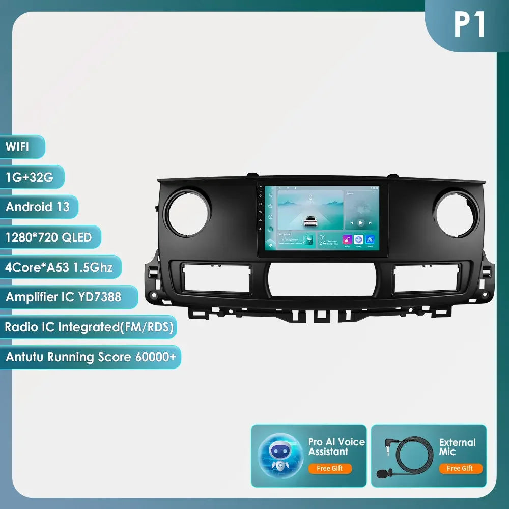 Renault Master 2003 - 2011 9" Android 14 Carplay Android auto wireless wifi bt gps 4g  AUTMAV61