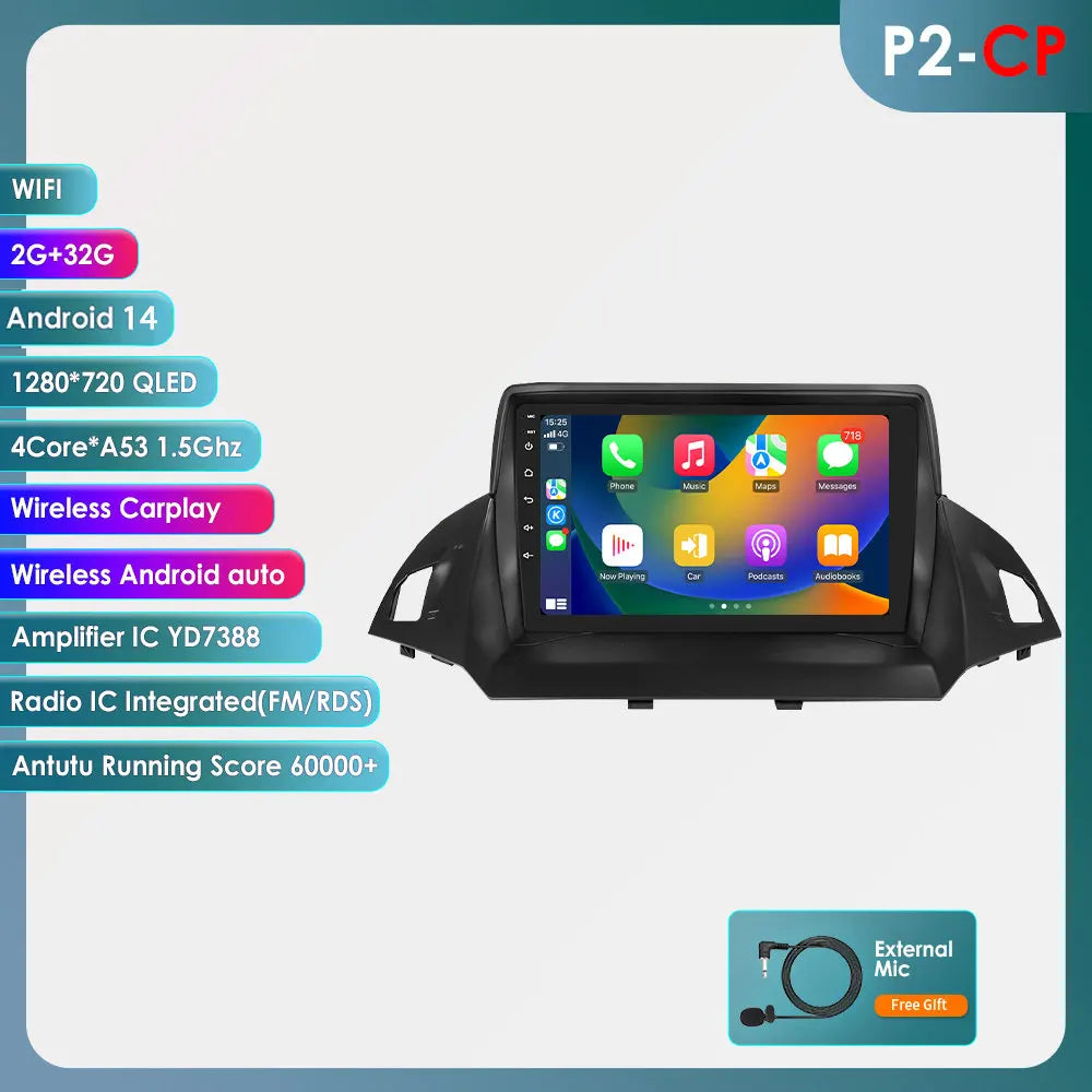 Ford Kuga 2 2013 - 2017 C MAX  C-MAX 2010 - 2017   9" Android 14 Carplay Android auto wireless wifi bt gps 4g AUTMPLDD