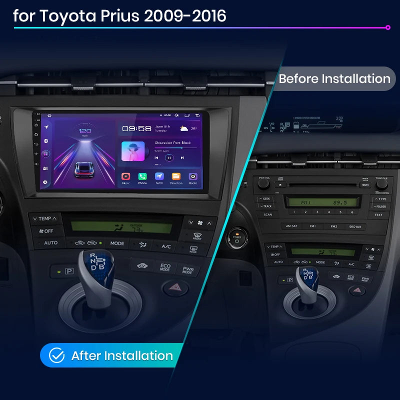 Toyota Prius 2009-2016 Wireless Android Auto Carplay Radio RDS WIFI BT GPS 4G Car Multimedia AUTMTTYPR