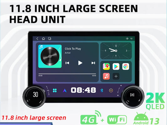 11.8 "  Screen 2 Din 10 core Android 13   Radio RDS Navi Carplay Android auto  WiFi usb AUTMUNI11