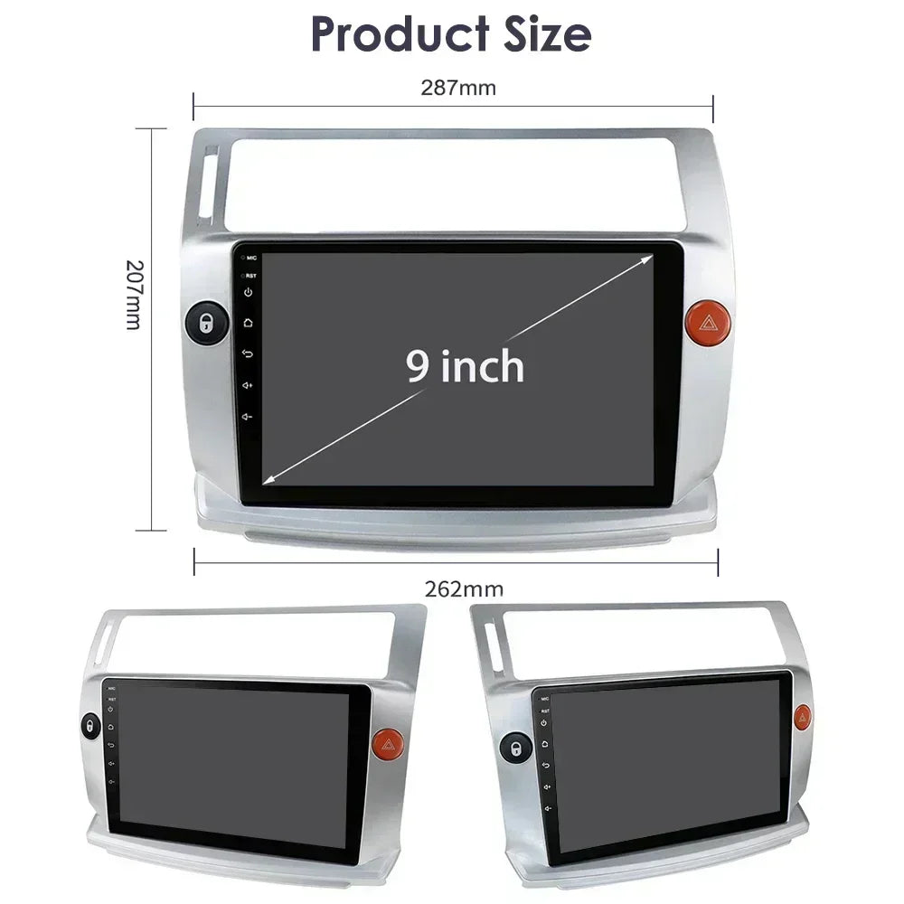Citroen C4 C-Quatro 2004-2009  9" Android 14 Carplay Android auto wireless wifi bt gps 4g  AUTM4029