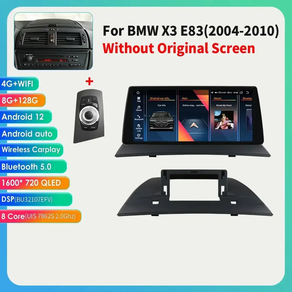 BMW X3 E83 2004 - 2010 (SENZA SCHERMO ORIGINALE) 10,25" Android 14 Carplay Android auto wireless wifi bt gps 4g  AUTM4VBT