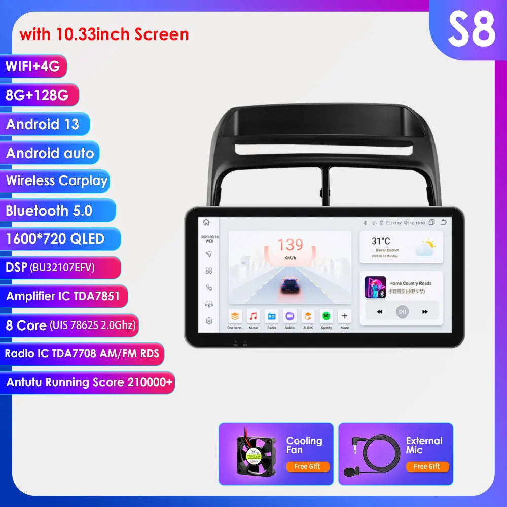 Fiat Grande Punto Linea 2007 - 2012 9" Android 14 Carplay Android auto wireless wifi bt gps 4g  AUTMV7JC