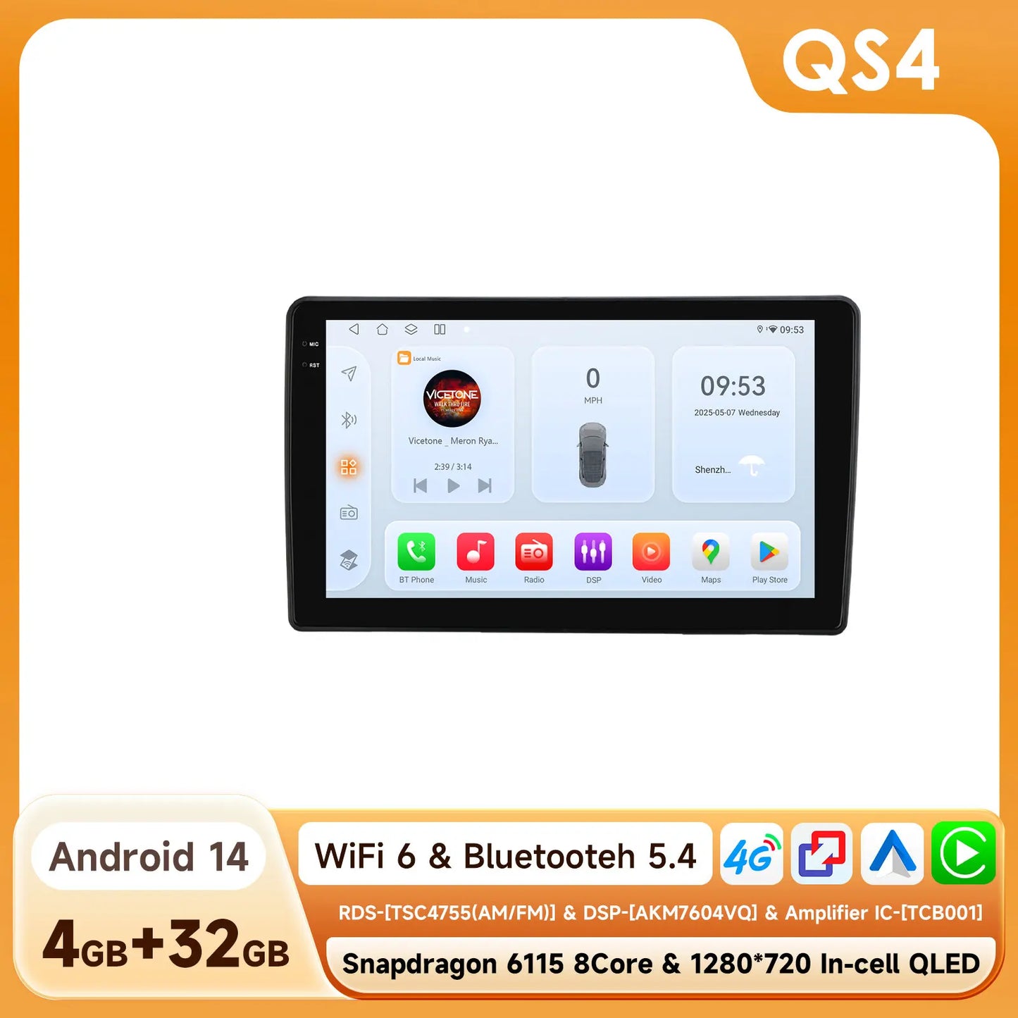 Ford Fiesta 1995-2001 Focus MK1 1998-2004 9" Android 14 Carplay Android auto wireless wifi bt gps 4g AUTM9J8W