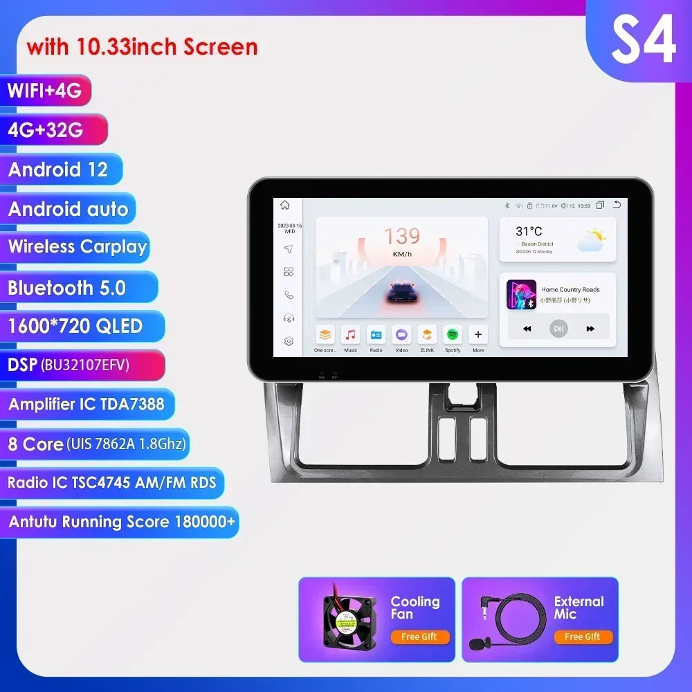 Volvo XC60 2008 - 2017 9" Android 14 Carplay Android auto wireless wifi bt gps 4g AUTMLM13