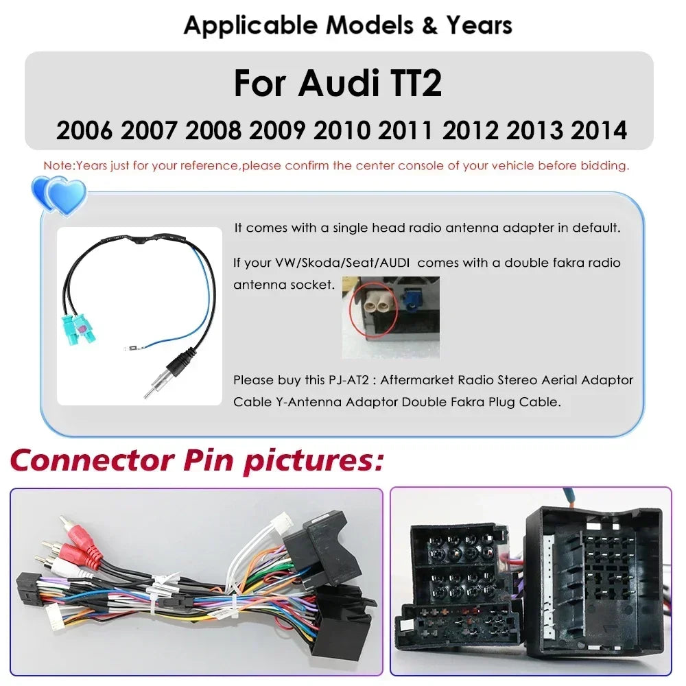 AUDI TT MK2 8J 2006 -2014 9" Android 14 Carplay Android auto wireless wifi bt gps 4g  AUTMMWU1