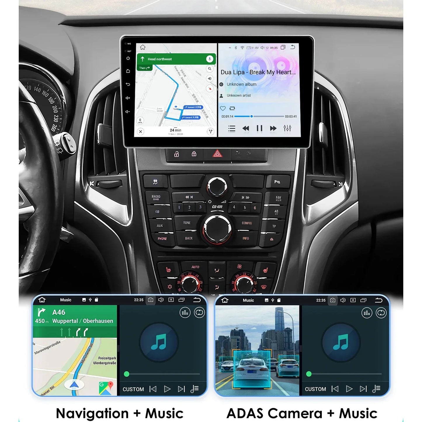 Opel Astra J 2009-2017  9" / 10,33" Android 14 Carplay  Android auto wirell WIFI BT 4G USB GPS AUTMOSTRJ