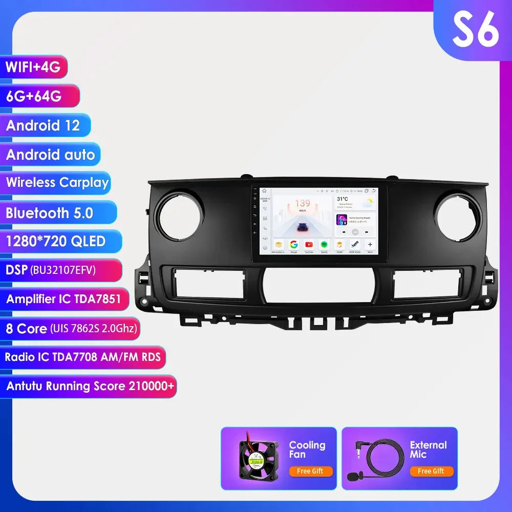 Renault Master 2003 - 2011 9" Android 14 Carplay Android auto wireless wifi bt gps 4g  AUTMAV61