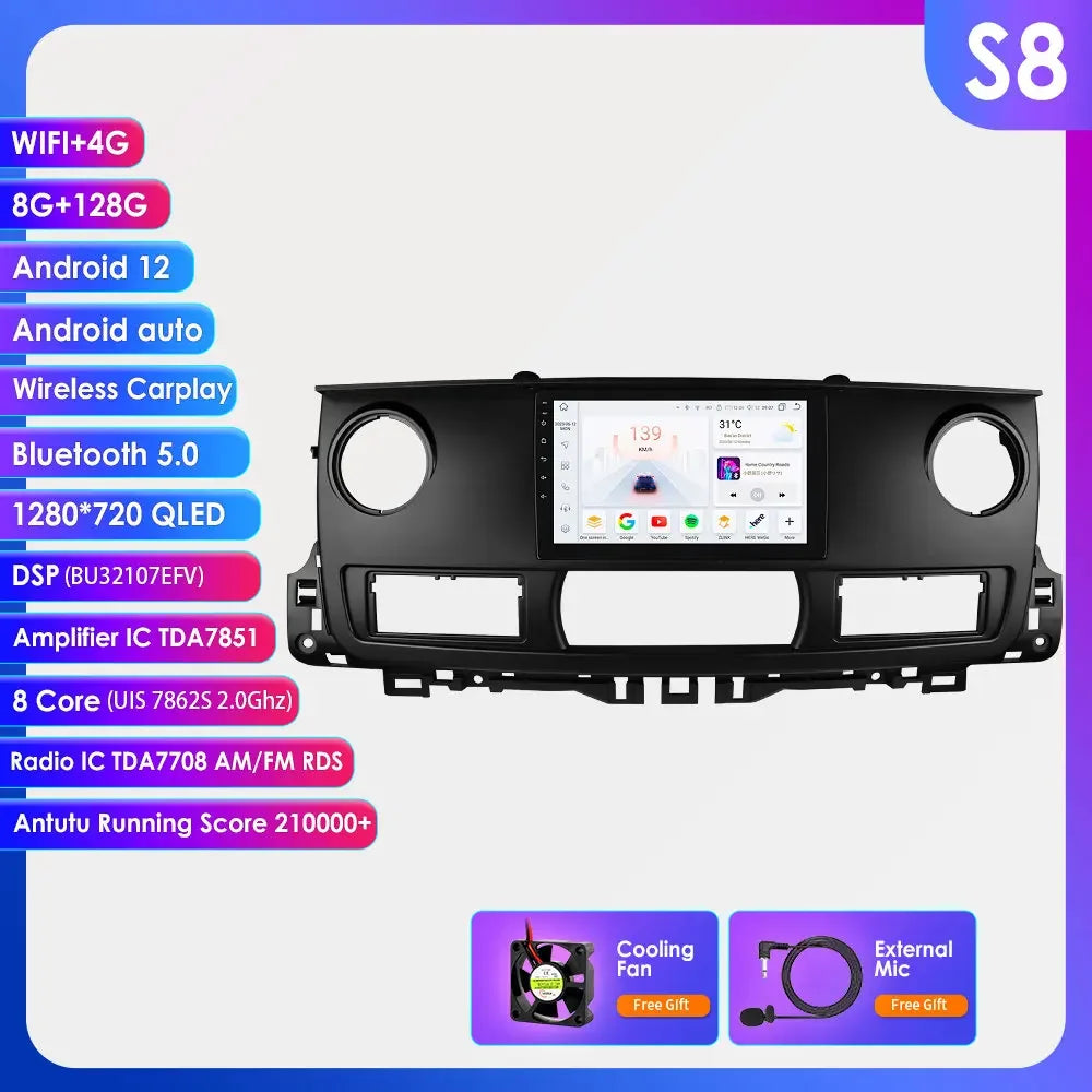 Renault Master 2003 - 2011 9" Android 14 Carplay Android auto wireless wifi bt gps 4g  AUTMAV61