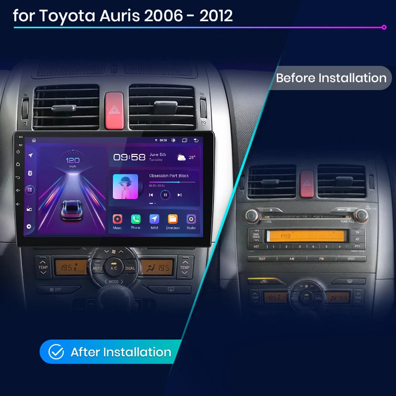 Toyota Auris E150 2006 -2012 V1pro AI Voice Carplay Android Auto Radio RDS WIFI GPS BT  Car Multimedia  autoradio AUTMTAYASE