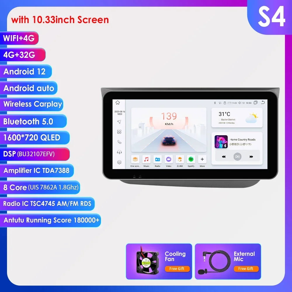 Seat Altea 2004-2015  9" / 10,33" Android 14 Carplay Android auto wireless wifi bt gps 4g   AUTMYH9W