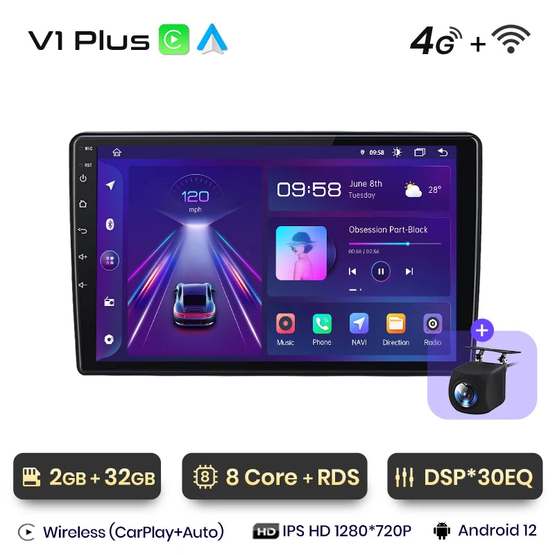 Autoradio Android 14 Per Fiat 500L - 7 Pollici, 4GB+64GB, CarPlay, GPS, DAB+, Bluetooth - Foto 5