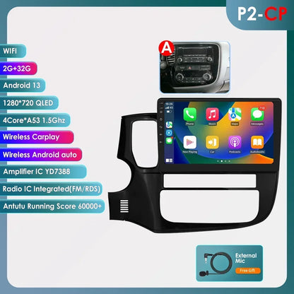 Mitsubishi Outlander 3 GF0W GG0W Xl 10,1" / 10,33" Android 14 Carplay Android auto wireless wifi bt gps 4g  AUTMQMHH