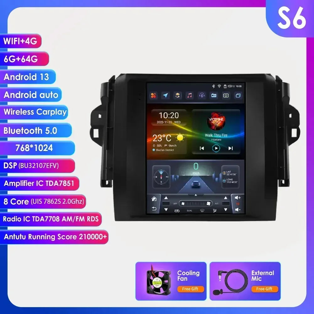 Toyota Fortuner HILUX Revo 2016 -2022  9.7" Android 14 Carplay Android auto wireless wifi bt gps 4g AUTMHXLFT