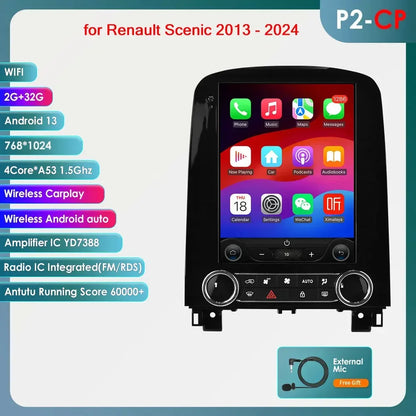 Renault Scenic 2013 - 2024 9,7" Android 14 Carplay Android auto wireless wifi bt gps 4g  AUTMXM05