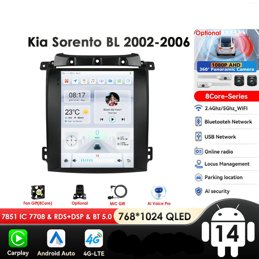Kia Sorento BL 2002-2006 9,7" Android 14 Carplay Android auto wireless wifi bt gps 4g  AUTMUUSA