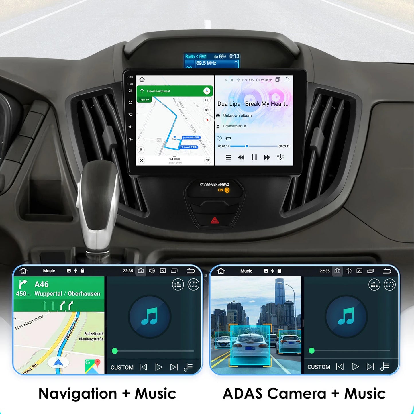 Ford Transit 2015-2018 9" Android 14 Carplay Android auto wireless wifi bt gps 4g  AUTMVLPD